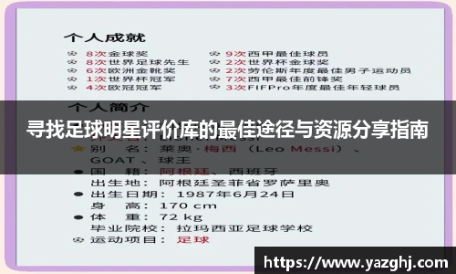 寻找足球明星评价库的最佳途径与资源分享指南